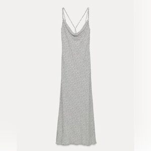 Zara strappy back cowl neck polka dot maxi slip dress NWT
